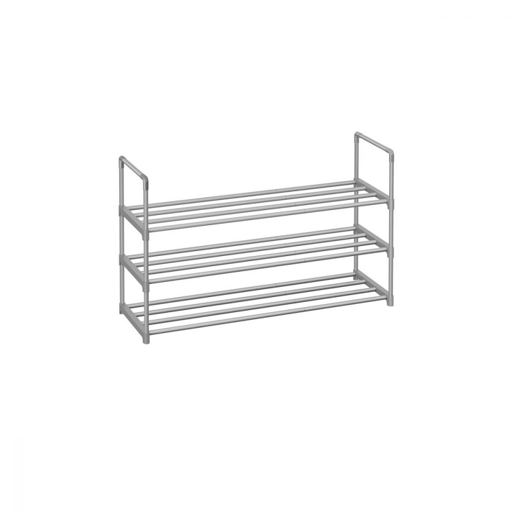 Zapatero de 2 niveles, metálico, 10 pares, gris