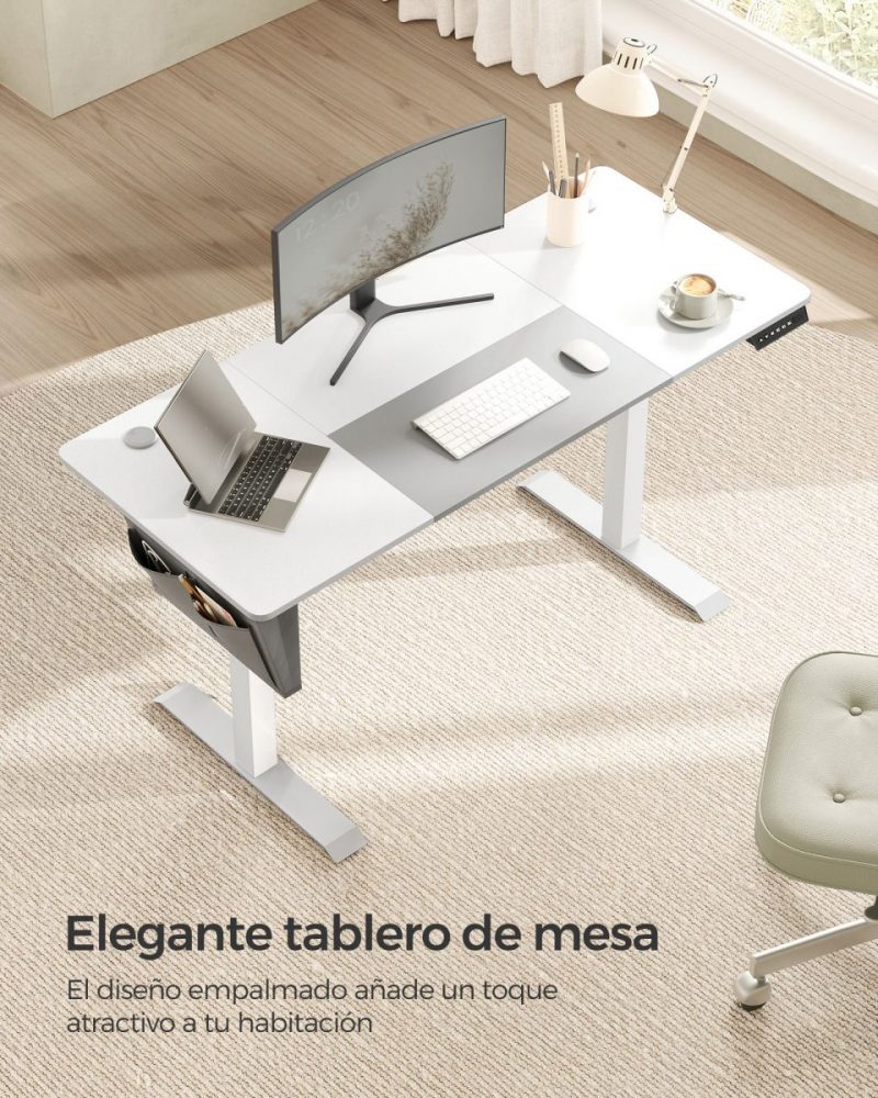 Escritorio eléctrico 60x140x72-120 cm ajustable blanco - Imagen 2