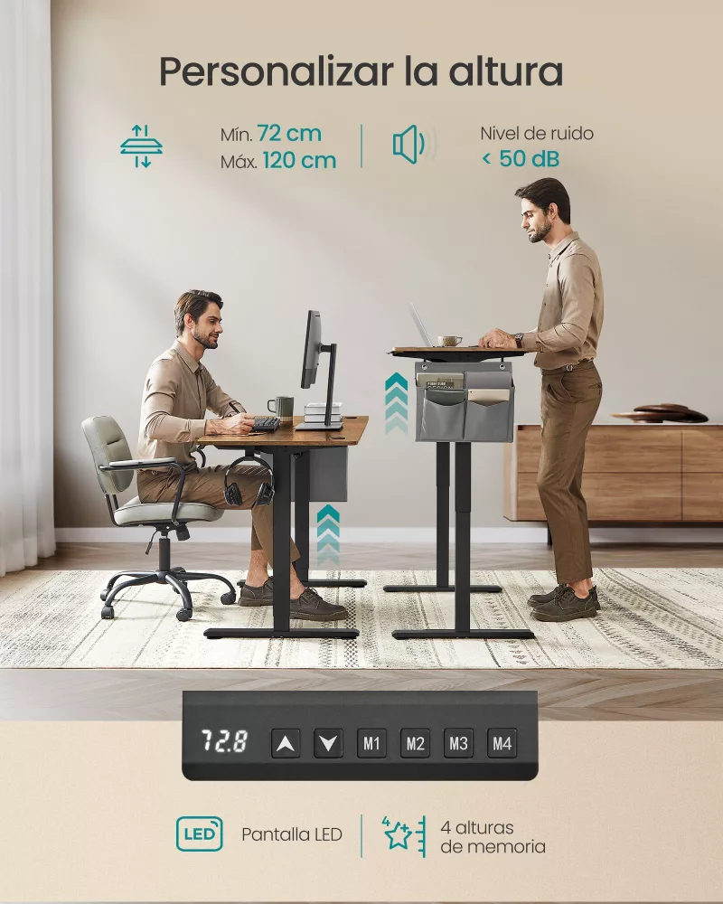 Escritorio Eléctrico Regulable en Altura 60 x 140 x (72-120) cm - Imagen 3
