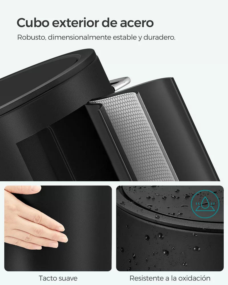 Cubo de basura para cosméticos de 3 l negro - Imagen 4