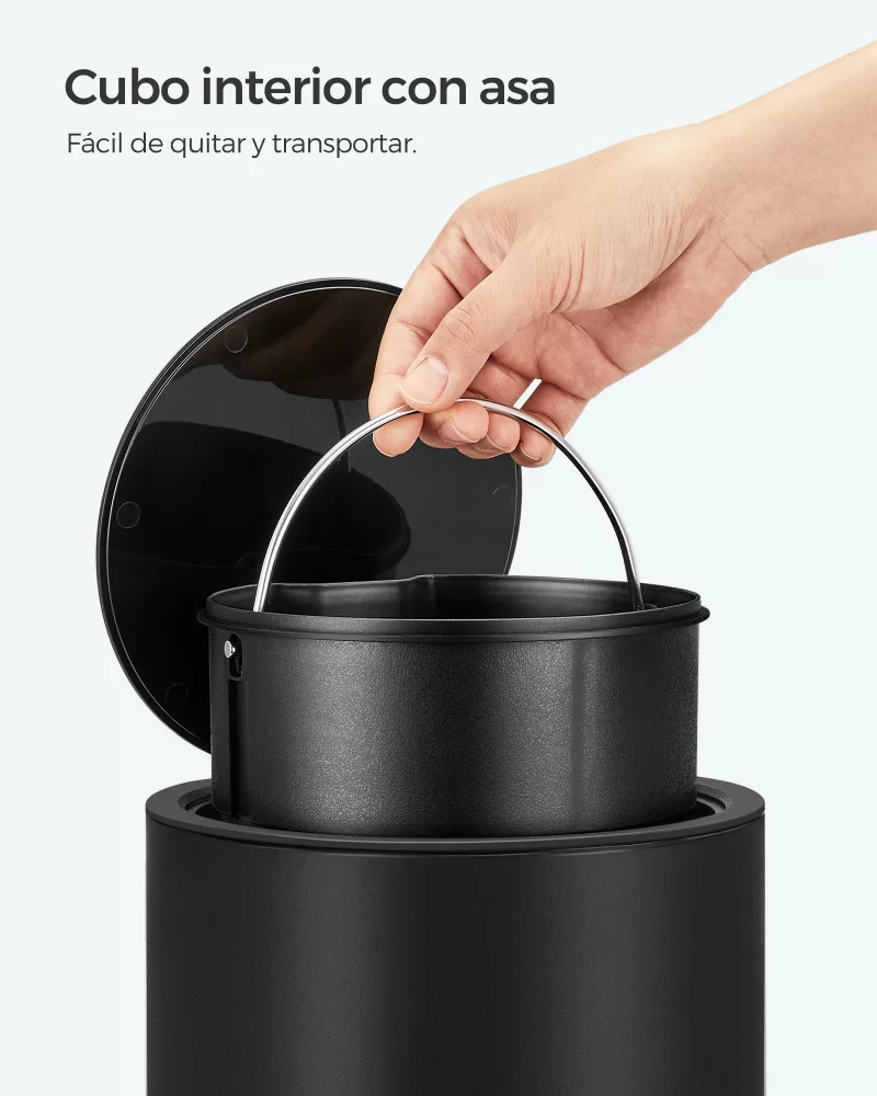 Cubo de basura para cosméticos de 3 l negro - Imagen 3