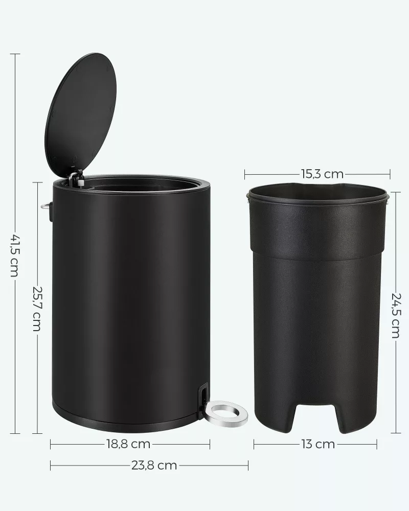 Cubo de basura para cosméticos de 3 l negro - Imagen 7