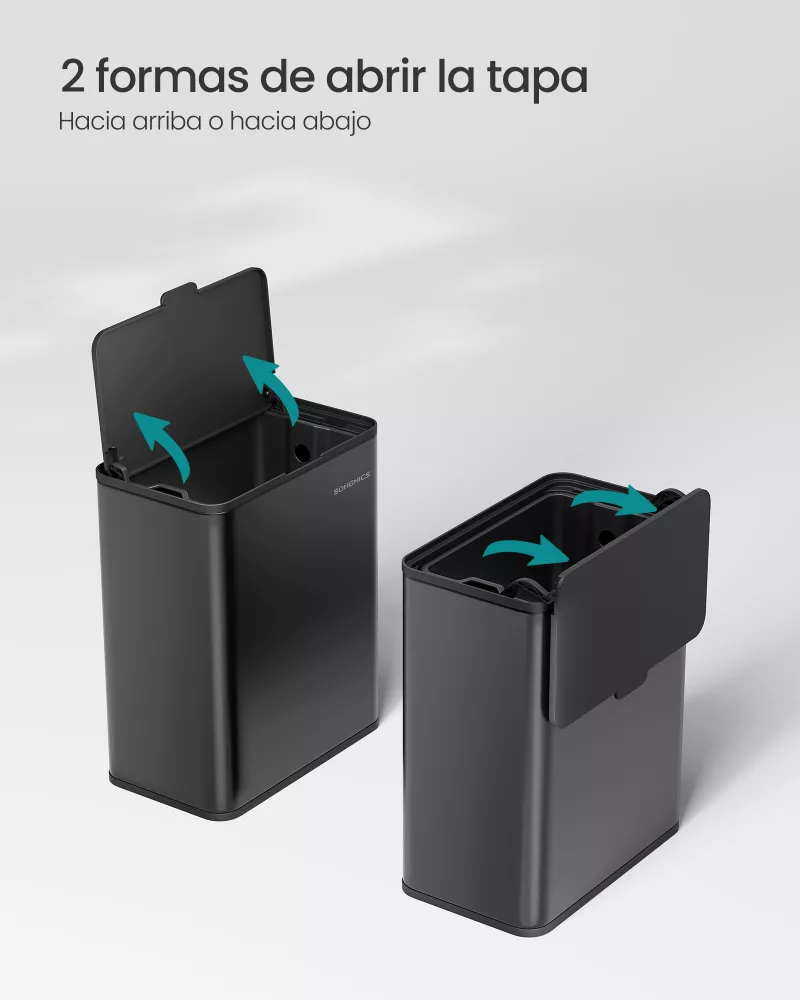 Cubo de basura colgante 8 l con tapa negro tinta - Imagen 5