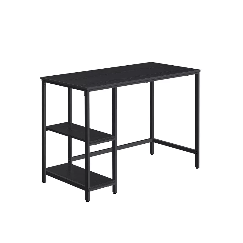 Escritorio con 2 Estantes Industrial Negro Ébano