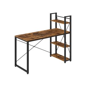 Escritorio con estantes marrón rústico y negro