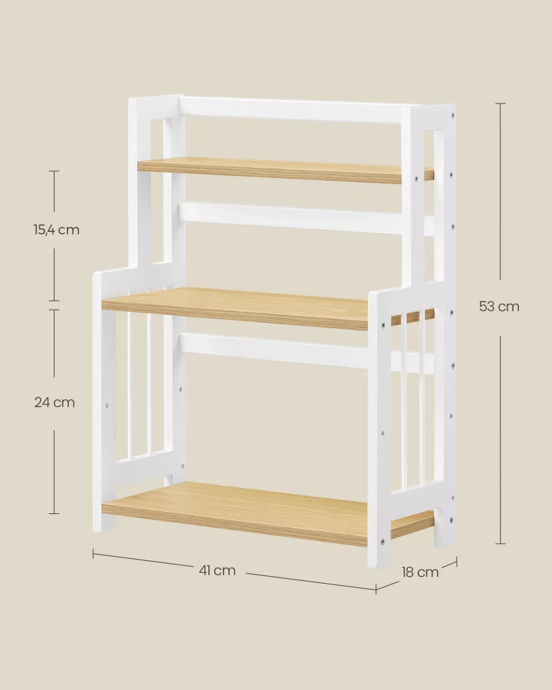 Especiero estante de especias de 3 niveles roble natural y blanco nube - Imagen 7