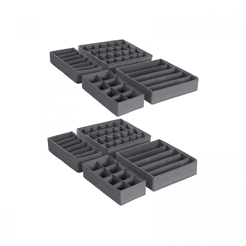 Organizador de cajones, set de 8 piezas, gris