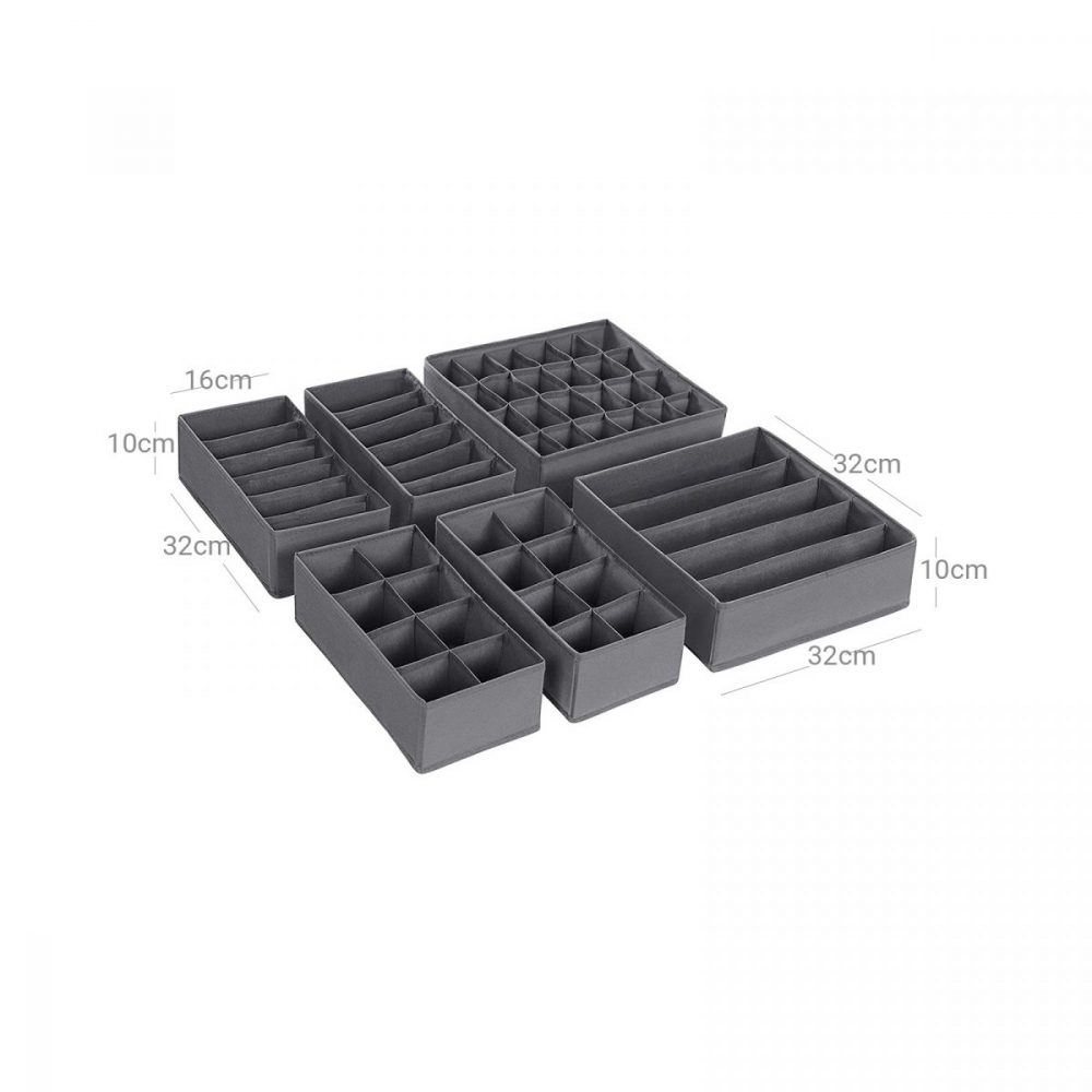 Organizador de cajones, set de 8 piezas, gris - Imagen 7