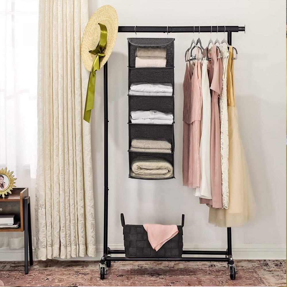 Estante colgante para ropa, organizador plegable, gris - Imagen 4