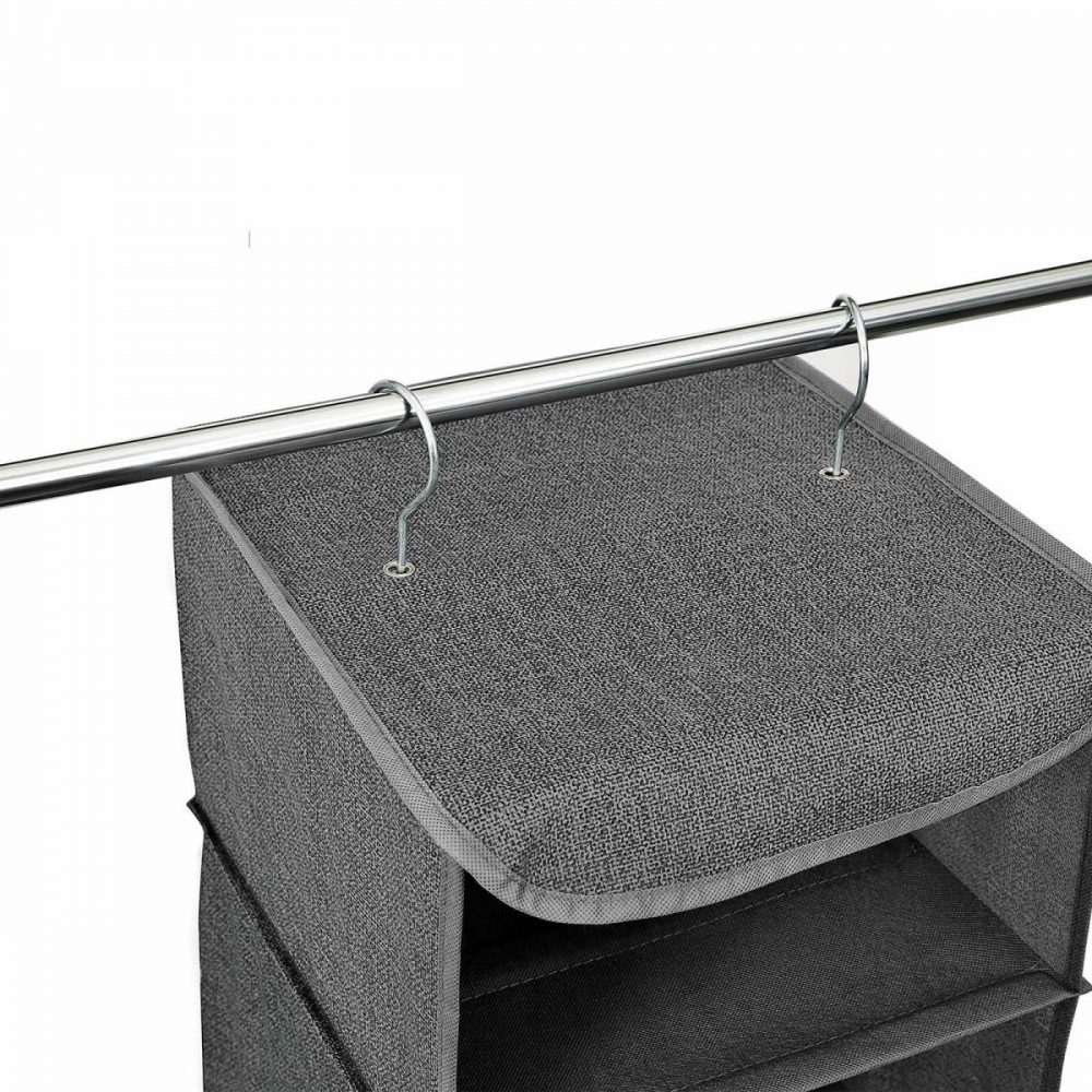 Estante colgante para ropa, organizador plegable, gris - Imagen 6