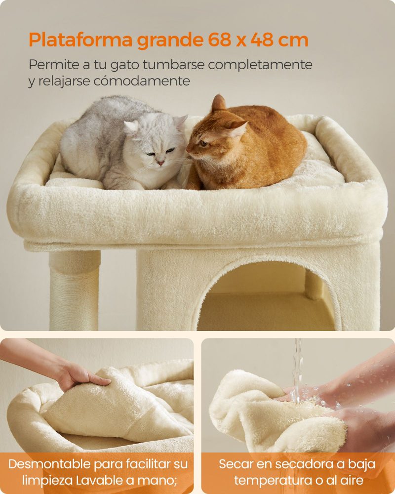 Árbol para gatos con rascador, beige - Imagen 3