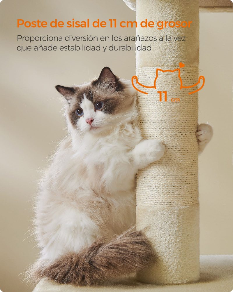 Árbol para gatos con rascador, beige - Imagen 5