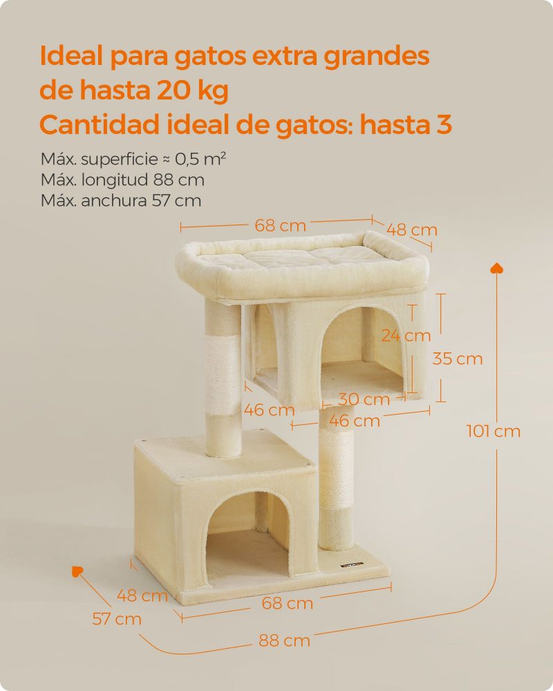 Árbol para gatos con rascador, beige - Imagen 6