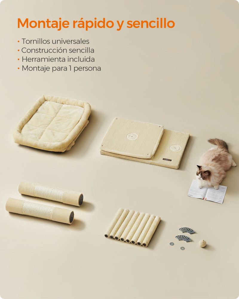 Árbol para gatos con rascador, beige - Imagen 7