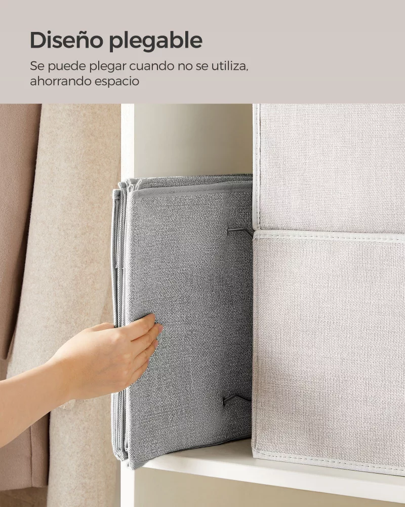Juego de 2 organizadores colgantes patrón de lino gris claro - Imagen 6