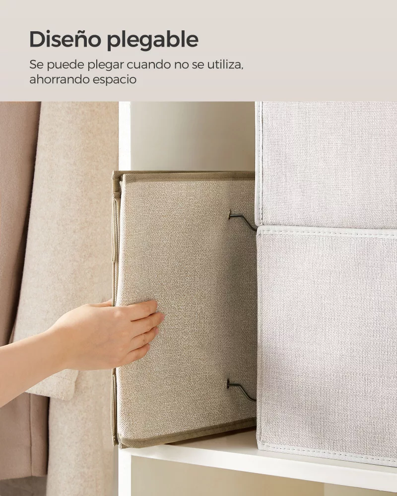 Organizador colgante patrón de lino beige arena - Imagen 6