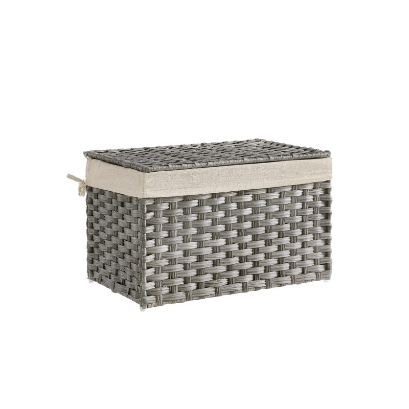 Caja de almacenamiento de 65l, estilo ratán, gris