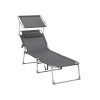 Tumbona plegable con almohada y sombrilla 250 kg, antracita